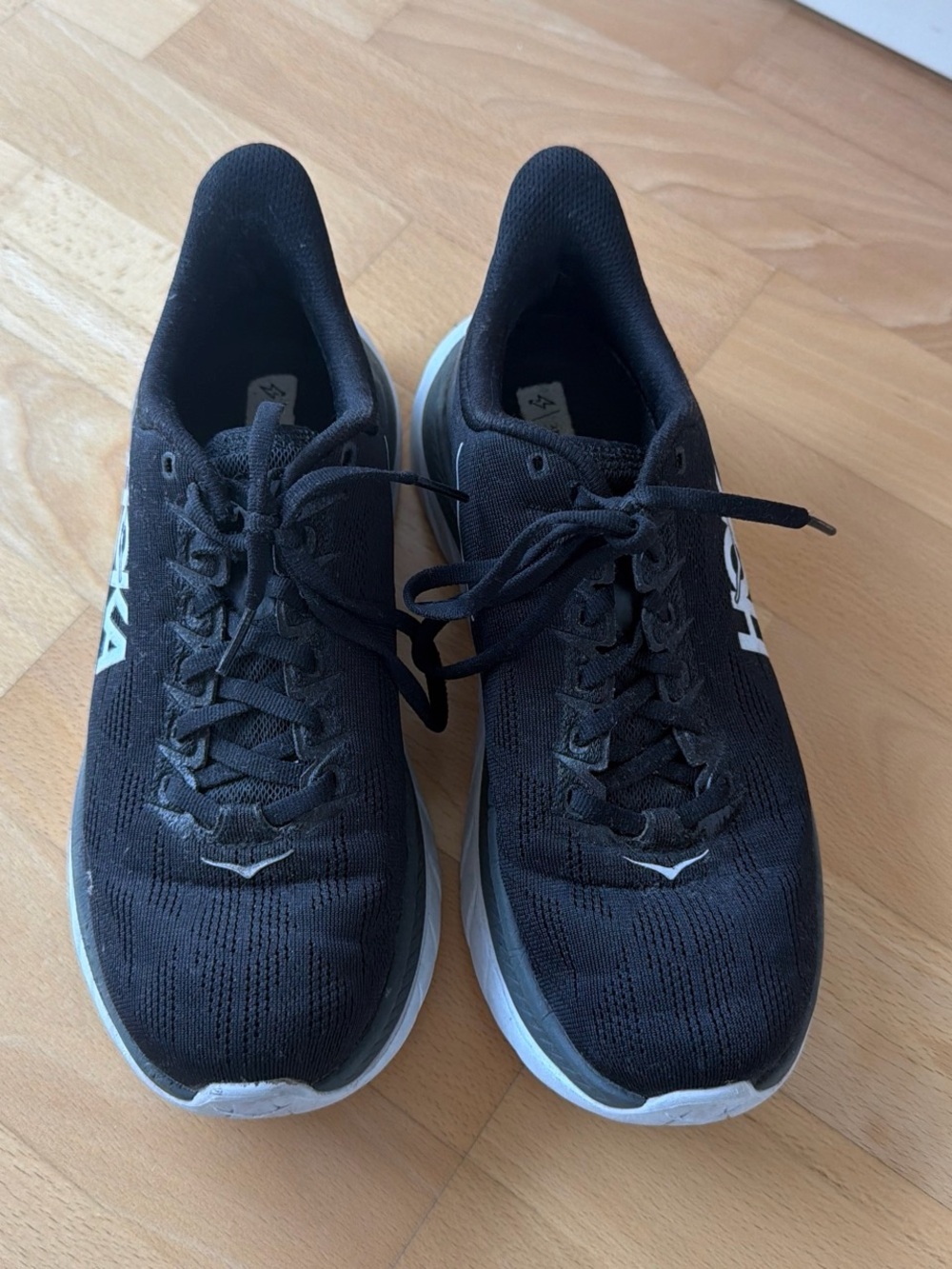 Hoka Black Athletic Running Shoes with White Accents